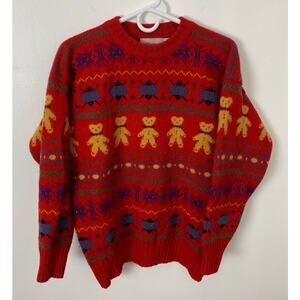 Women Pitlochry of Scotland Shetland wool Fair Isle crewneck pullover sweater 40